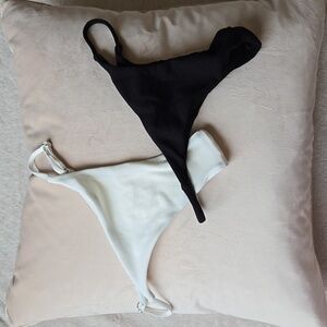 Two Ribbed Brazilian Bikini Bottoms Sz S
